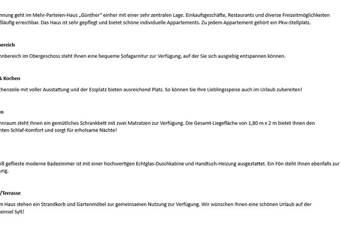 Haus Guenther - Mittelweg 1, App 1 * Wenningstedt-Braderup